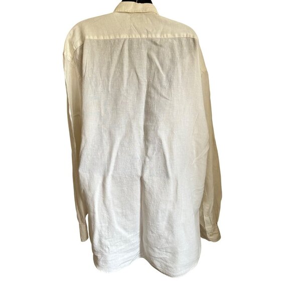 Men's White 100% Linen Button-Up Shirt Unisex Long-Sleeve. Size XL - Picture 3 of 14